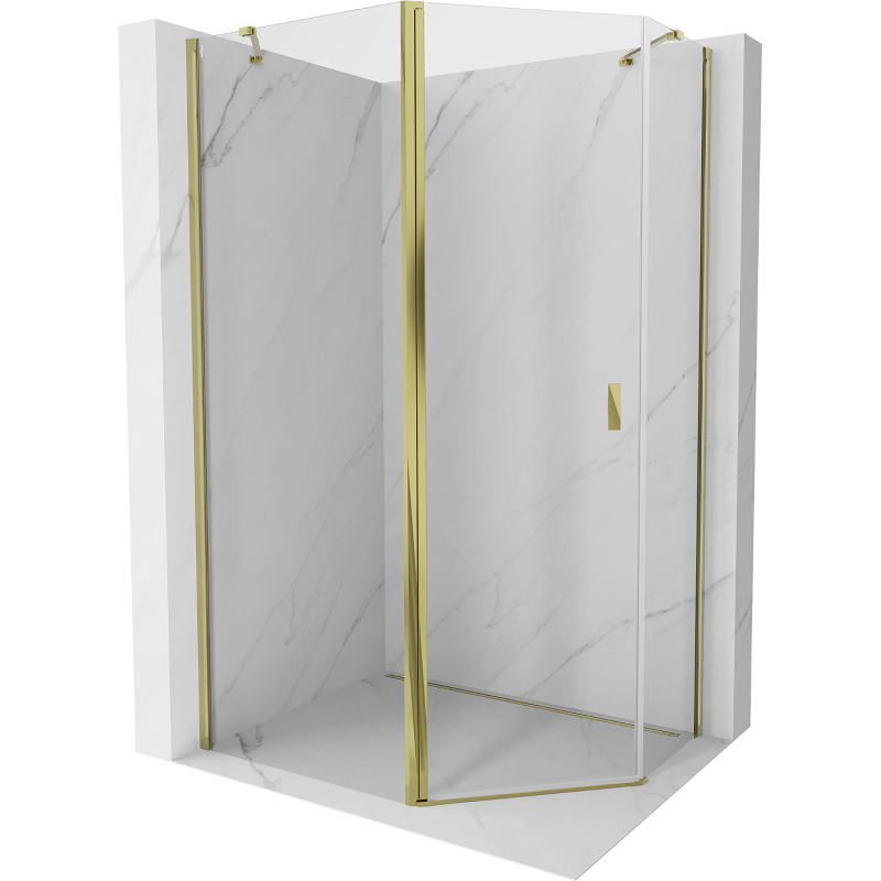 Mexen Mist Fünfeck-Duschkabine asymmetrisch Schwingtür 90 x 80 cm, transparent, gold - 8A8-090-080-50-00