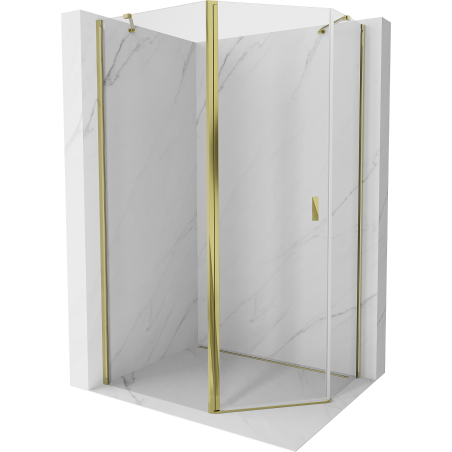 Mexen Mist Fünfeck-Duschkabine asymmetrisch Schwingtür 90 x 80 cm, transparent, gold - 8A8-090-080-50-00