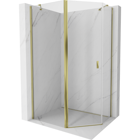 Mexen Mist fünfeckige asymmetrische Duschkabine 100 x 80 cm, transparent, gold - 8A8-100-080-50-00