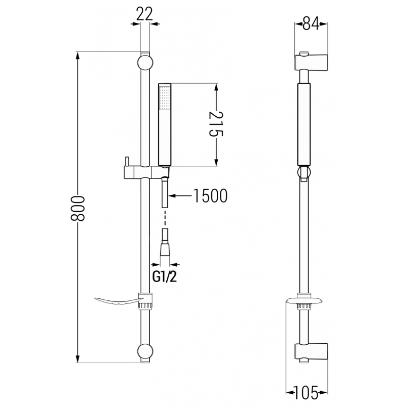 Mexen DF77 schiebbares Duschset, schwarz - 785774582-70