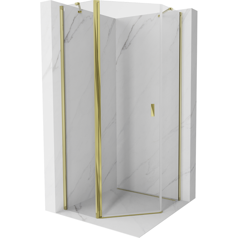 Mexen Mist Fünfeck-Duschkabine schwenkbar 90 x 90 cm, transparent, gold - 8A8-090-090-50-00