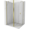 Mexen Mist fünfeckige asymmetrische Duschkabine schwenkbar 100 x 90 cm, transparent, gold - 8A8-100-090-50-00