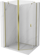 Mexen Mist fünfeckige asymmetrische Duschkabine schwenkbar 100 x 90 cm, transparent, gold - 8A8-100-090-50-00