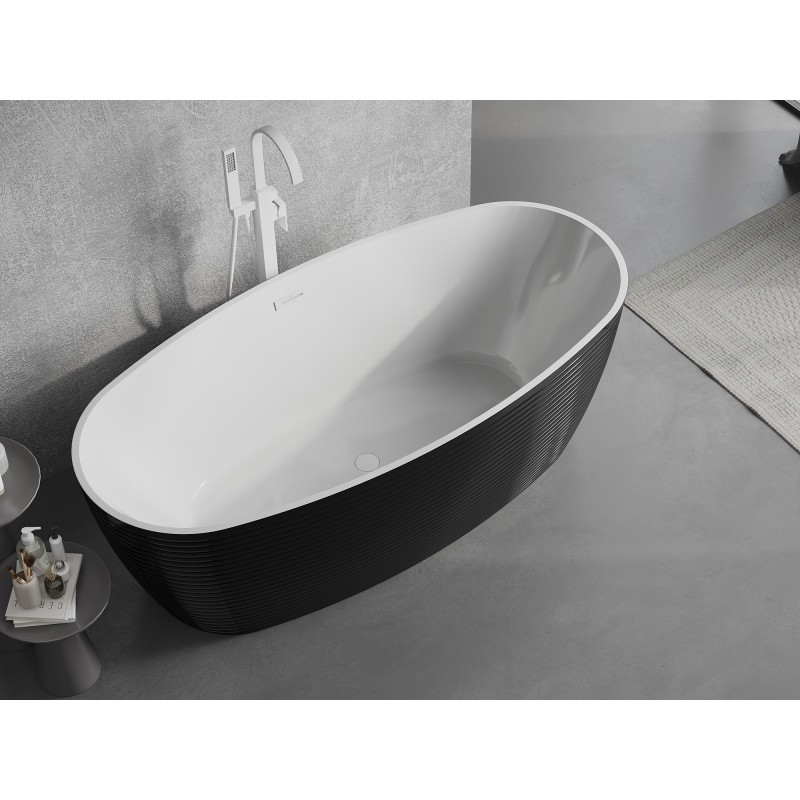 Mexen Lira freistehende Badewanne Modell 170 x 80 cm, weiß/schwarz, Überlauf weiß- 52831708075-20