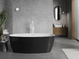 Mexen Lira freistehende Badewanne Modell 170 x 80 cm, weiß/schwarz, Überlauf weiß- 52831708075-20