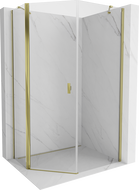 Mexen Mist Fünfeck-Duschkabine asymmetrisch, klappbar, 80 x 100 cm, transparent, gold - 8A8-080-100-50-00