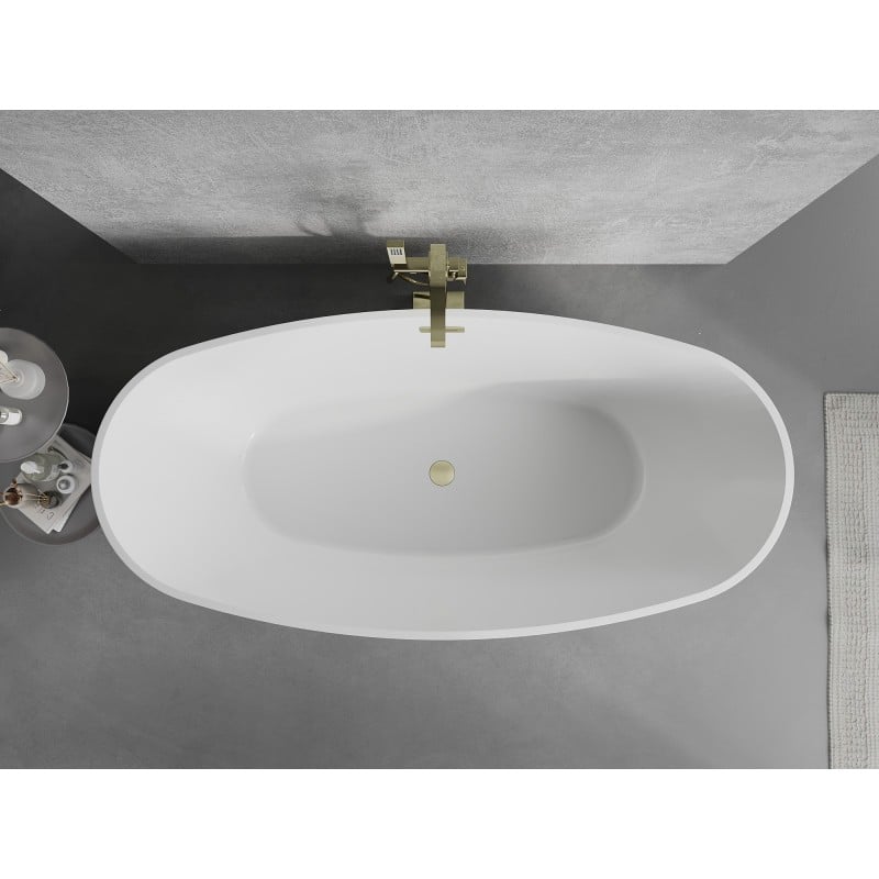 Mexen Lira freistehende Badewanne Muster 170 x 80 cm, weiß/schwarz, Überlauf gold gebürstet - 52831708075-55