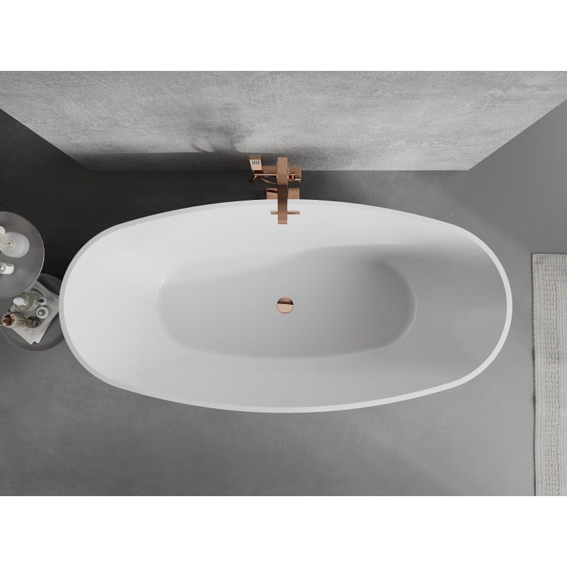 Mexen Lira freistehende Badewanne Muster 170 x 80 cm, weiß/schwarz, Überlauf Roségold - 52831708075-60