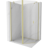 Mexen Mist fünfeckige asymmetrische Duschkabine mit Tür, 90 x 80 cm, transparent, gold gebürstet - 8A8-090-080-55-00