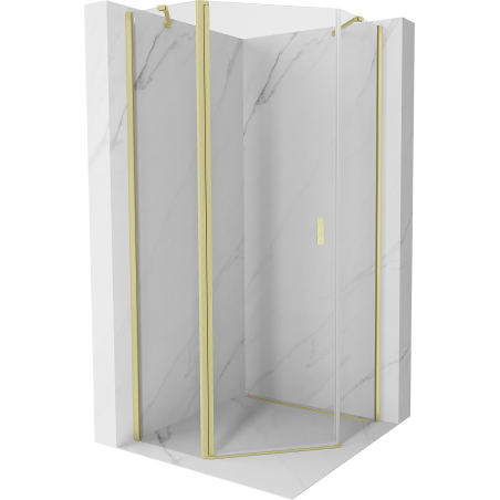 Mexen Mist fünfeckige Duschkabine schwenkbar 90 x 90 cm, transparent, gold gebürstet - 8A8-090-090-55-00