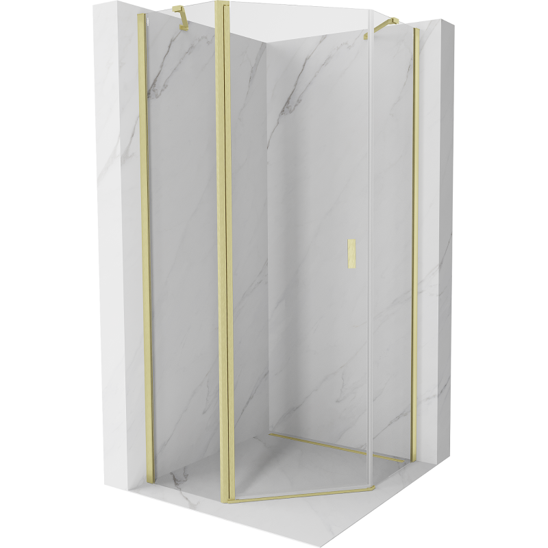 Mexen Mist fünfeckige Duschkabine, schwenkbar 100 x 100 cm, transparent, gebürstetes Gold - 8A8-100-100-55-00