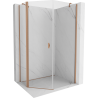 Mexen Mist asymmetrische fünfeckige Duschkabine mit Drehtür 80 x 90 cm, transparent, gebürstetes Kupfer - 8A8-080-090-65-00