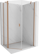 Mexen Mist asymmetrische fünfeckige Duschkabine mit Drehtür 80 x 90 cm, transparent, gebürstetes Kupfer - 8A8-080-090-65-00