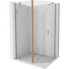 Mexen Mist asymmetrische Fünfeck-Duschkabine, Pendeltür 100 x 90 cm, transparent, gebürstetes Kupfer - 8A8-100-090-65-00