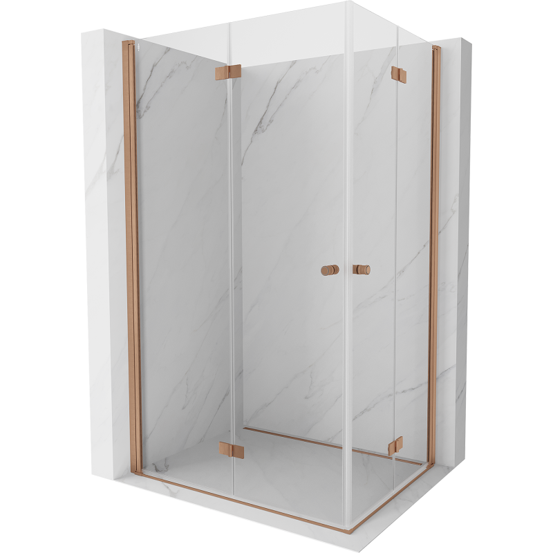 Mexen Mist-F Duo faltbare Duschkabine links 95 x 80 cm, transparent, gebürstetes Kupfer - 8A6-095L-080P-65-00