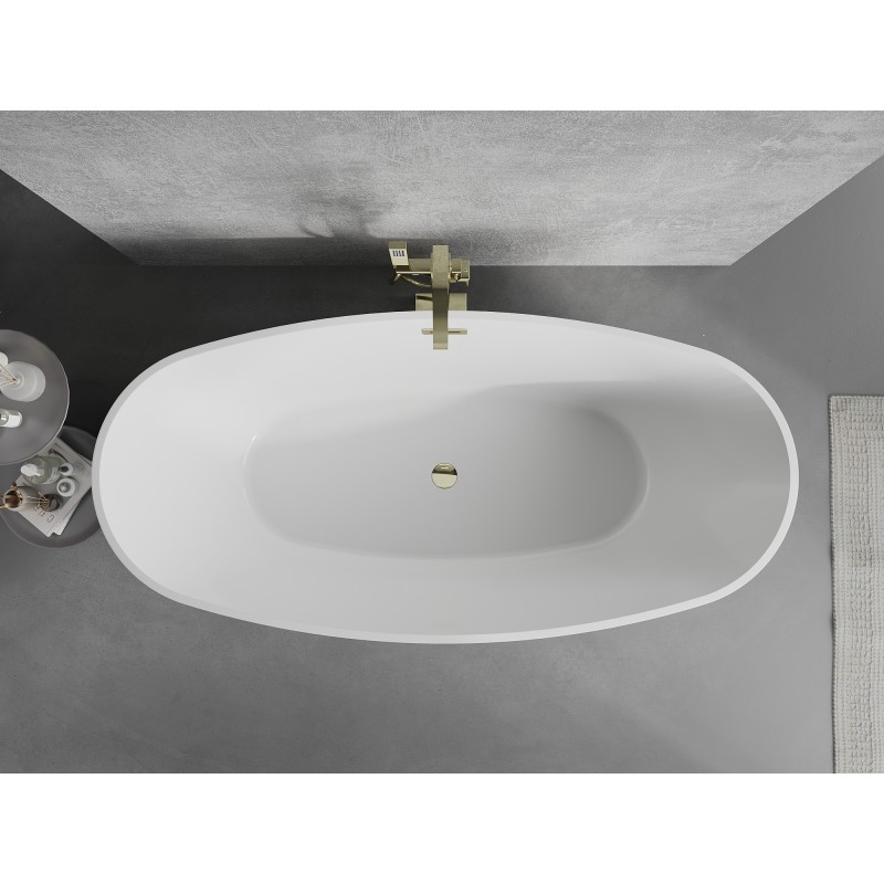 Mexen Lira freistehende Badewanne Modell 170 x 80 cm, weiß/schwarz, Überlauf gold - 52831708075-50