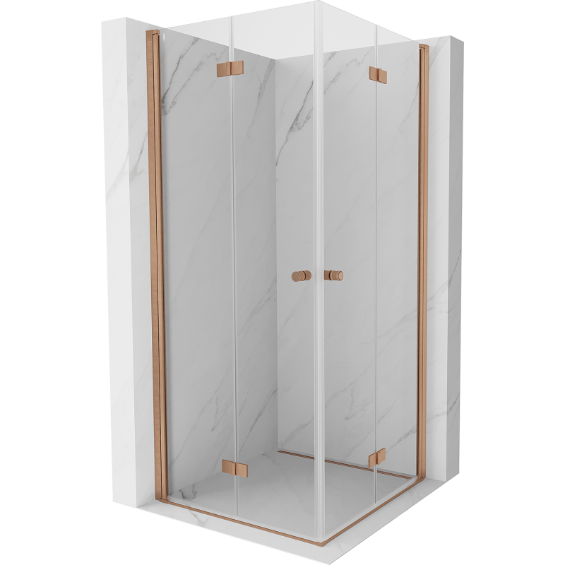 Mexen Mist-F Duo faltbare Duschkabine 85 x 85 cm, transparent, gebürstetes Kupfer - 8A6-085L-085P-65-00