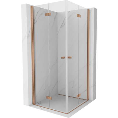 Mexen Mist-F Duo faltbare Duschkabine 85 x 85 cm, transparent, gebürstetes Kupfer - 8A6-085L-085P-65-00