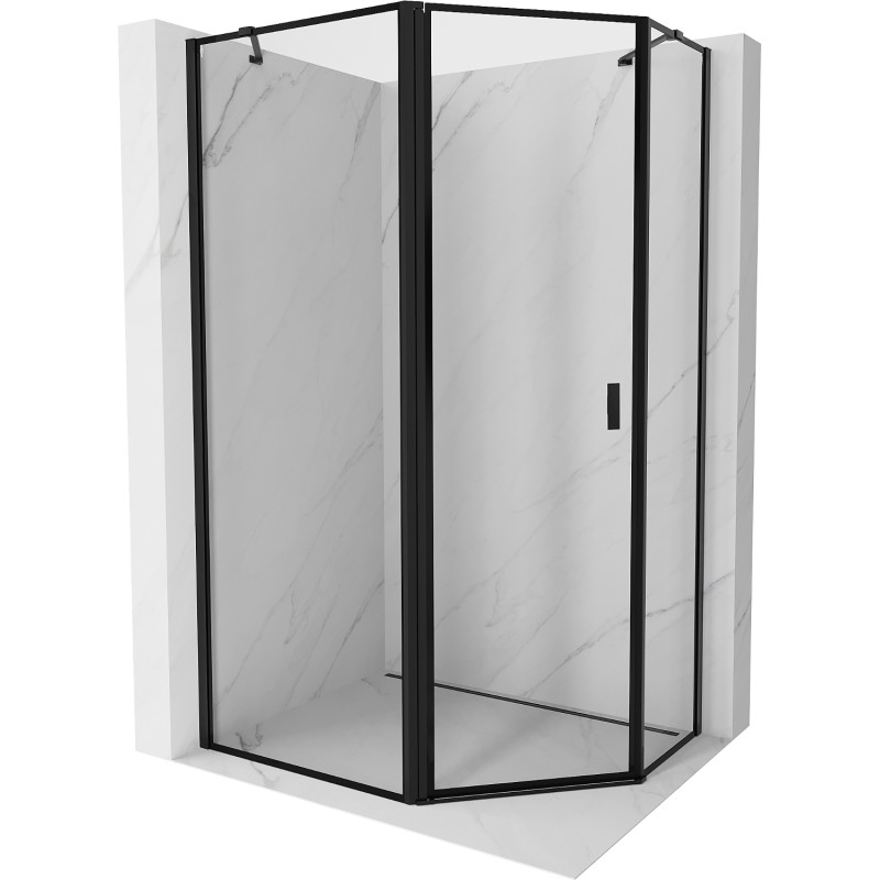 Mexen Mist asymmetrische, fünfeckige Duschkabine links schwenkbar 90 x 80 cm, schwarzer Rahmen, schwarz - 8A8-090-080-70-70-L