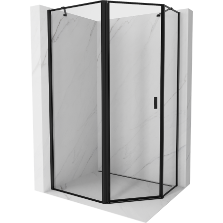 Mexen Mist asymmetrische fünfeckige Duschkabine links öffnend 90 x 80 cm, schwarzer Rahmen, schwarz - 8A8-090-080-70-70-L