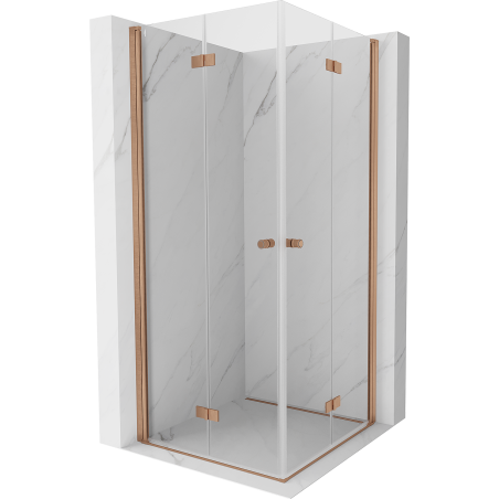 Mexen Mist-F Duo faltbare Duschkabine 90 x 90 cm, transparent, gebürstetes Kupfer - 8A6-090L-090P-65-00