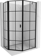 Mexen Mist fünfeckige asymmetrische Duschkabine links öffnend 90 x 100 cm, schwarzes Gitter, schwarz - 8A8-090-100-70-77-L