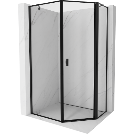 Mexen Mist Fünfeck-Duschkabine asymmetrisch, rechte Tür 80 x 100 cm, schwarzer Rahmen, schwarz - 8A8-080-100-70-70-P
