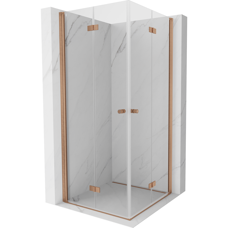 Mexen Mist-F Duo faltbare Duschkabine 95 x 95 cm, transparent, gebürstetes Kupfer - 8A6-095L-095P-65-00