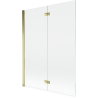 Mexen Mist Duschabtrennung, 2-flügelig, links, 130 x 150 cm, transparent, gold - 8A9-130-002-50-00-L