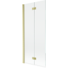 Mexen Mist 2-flügelige Duschwand links 80 x 150 cm, transparent, gebürstetes Gold - 8A9-080-002-55-00-L