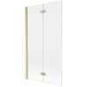 Mexen Mist Duschwand mit 2 Flügeln, links 100 x 150 cm, transparent, gebürstet gold - 8A9-100-002-55-00-L
