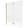 Mexen Mist Duschwand 2-flügelig links 140 x 150 cm, transparent, gebürstetes Gold - 8A9-140-002-55-00-L