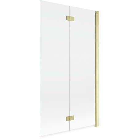 Mexen Mist Duschabtrennung 2-flügelig rechts 100 x 150 cm, transparent, gebürstetes Gold - 8A9-100-002-55-00-P