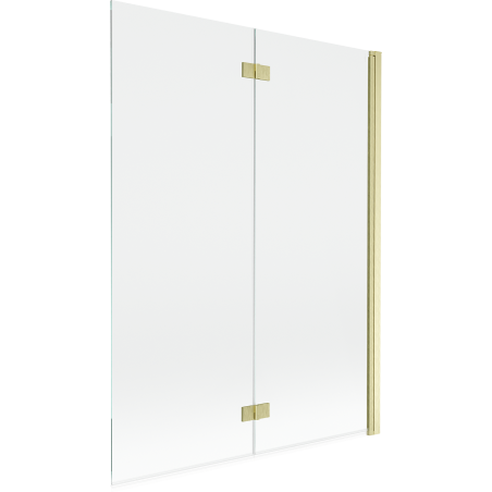 Mexen Mist Duschabtrennung 2-flügelig rechts 130 x 150 cm, transparent, gebürstetes Gold - 8A9-130-002-55-00-P