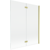 Mexen Mist Duschwand 2-flügelig rechts 140 x 150 cm, transparent, gebürstetes Gold - 8A9-140-002-55-00-P