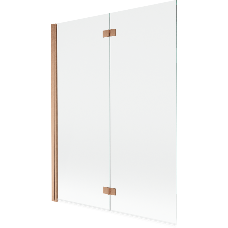 Mexen Mist Duschwand aus 2 linksschwenkbaren Flügeln 130 x 150 cm, transparent, gebürstetes Kupfer - 8A9-130-002-65-00-L
