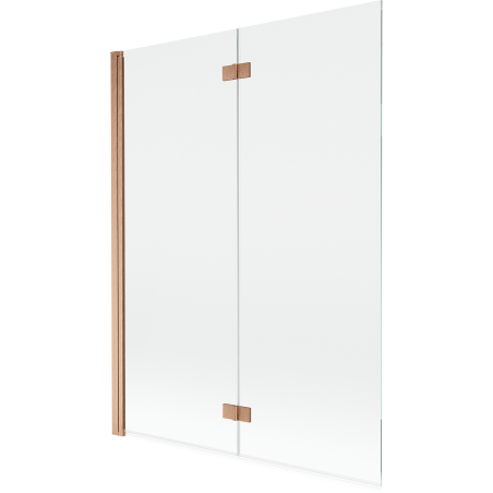 Mexen Mist Duschwand aus 2 linksschwenkbaren Flügeln 130 x 150 cm, transparent, gebürstetes Kupfer - 8A9-130-002-65-00-L