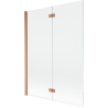 Mexen Mist Duschwand aus 2 linksschwenkbaren Flügeln 130 x 150 cm, transparent, gebürstetes Kupfer - 8A9-130-002-65-00-L