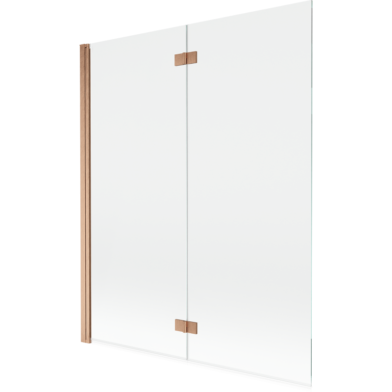 Mexen Mist Badewannenabtrennung 2-teilig links 140 x 150 cm, transparent, gebürstetes Kupfer - 8A9-140-002-65-00-L