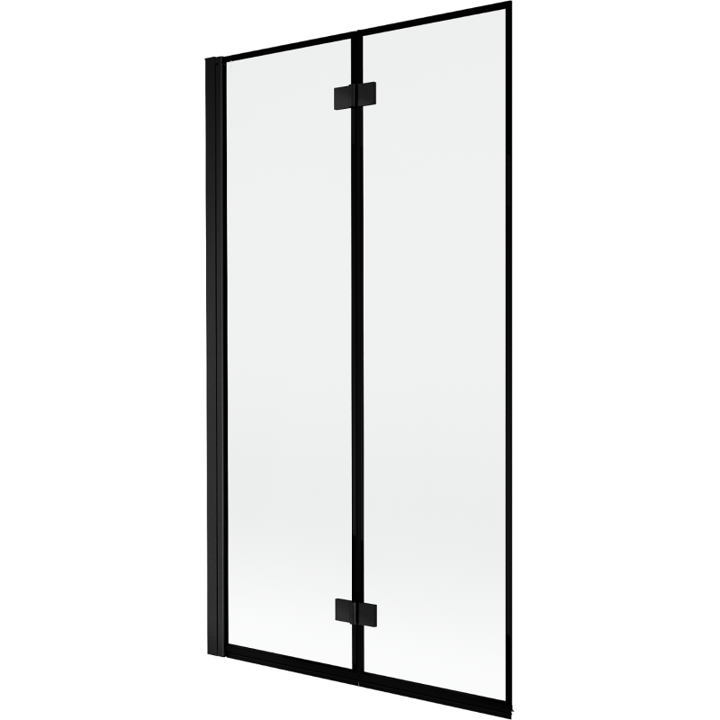 Mexen Mist Zweiflügelige Wannenabtrennung links 100 x 150 cm, schwarzer Rahmen, schwarz - 8A9-100-002-70-70-L