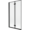 Mexen Mist Zweiflügelige Wannenabtrennung links 100 x 150 cm, schwarzer Rahmen, schwarz - 8A9-100-002-70-70-L