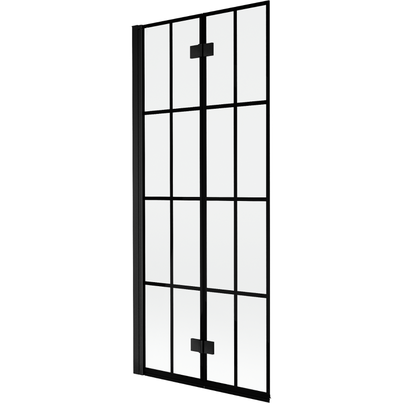 Mexen Mist Duschwand 2-flügelig links 80 x 150 cm, schwarzes Gitter, schwarz - 8A9-080-002-70-77-L