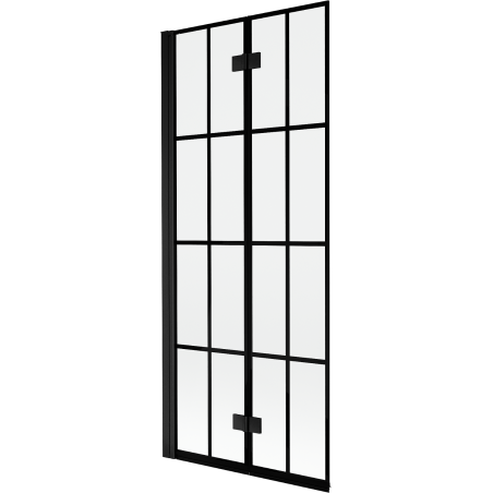 Mexen Mist Duschwand 2-flügelig links 80 x 150 cm, schwarzes Gitter, schwarz - 8A9-080-002-70-77-L