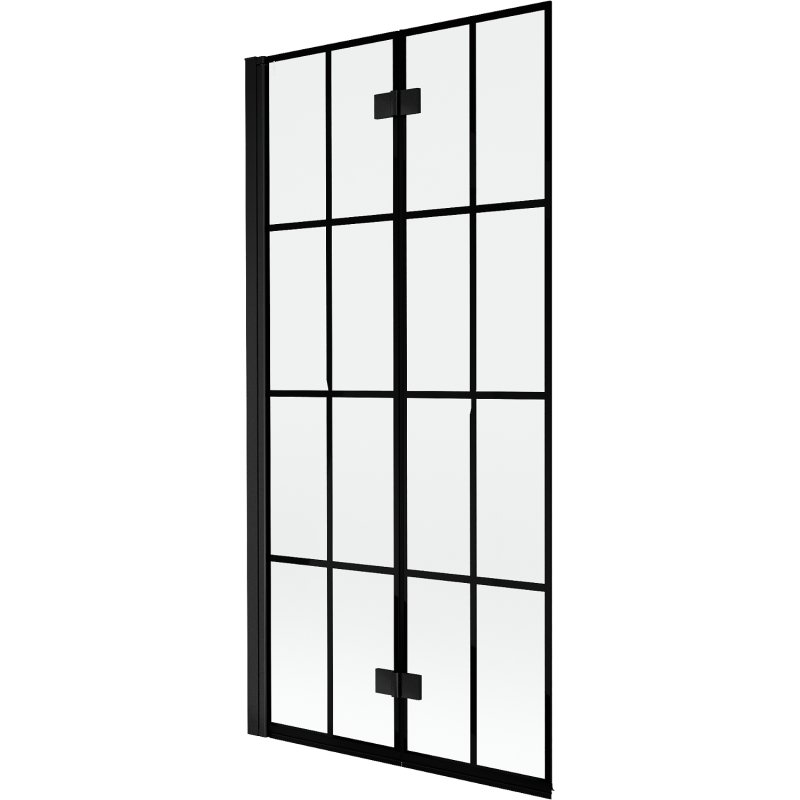 Mexen Mist Duschwand 2-flügelig links 90 x 150 cm, schwarzes Gitter, schwarz - 8A9-090-002-70-77-L