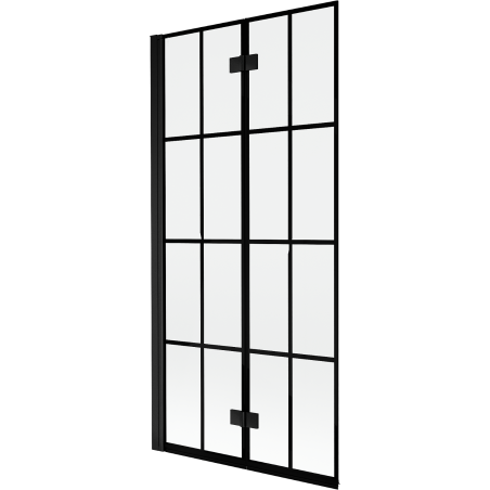 Mexen Mist Duschwand 2-flügelig links 90 x 150 cm, schwarzes Gitter, schwarz - 8A9-090-002-70-77-L