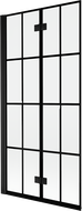 Mexen Mist Duschwand 2-flügelig links 90 x 150 cm, schwarzes Gitter, schwarz - 8A9-090-002-70-77-L