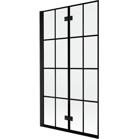 Mexen Mist Duschwand 2-flügelig links 100 x 150 cm, schwarzes Gitter, schwarz - 8A9-100-002-70-77-L