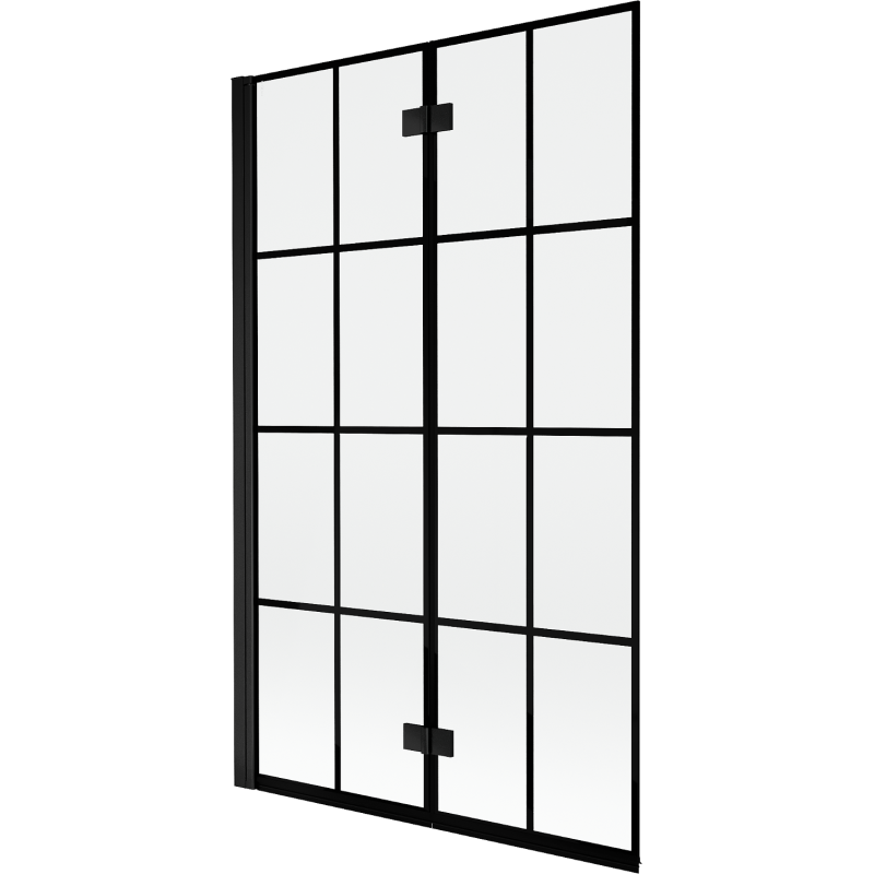 Mexen Mist Duschwand 2-flügelig links 110 x 150 cm, schwarzes Gitter, schwarz - 8A9-110-002-70-77-L