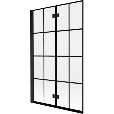 Mexen Mist Duschwand 2-flügelig links 110 x 150 cm, schwarzes Gitter, schwarz - 8A9-110-002-70-77-L