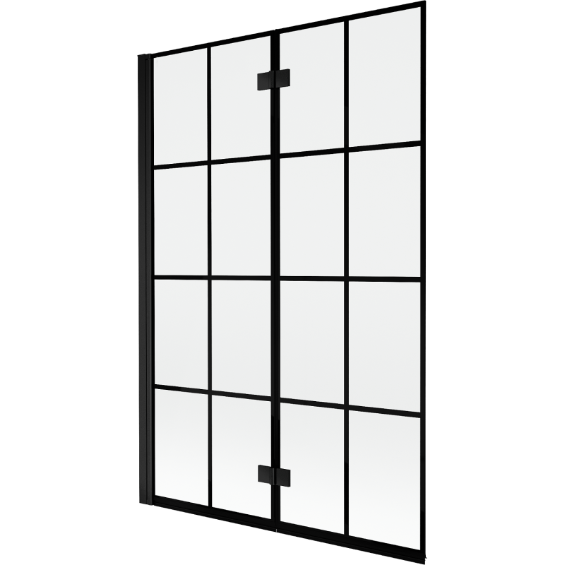 Mexen Mist Duschabtrennung 2-flügelige links 120 x 150 cm, schwarzes Gitter, schwarz - 8A9-120-002-70-77-L